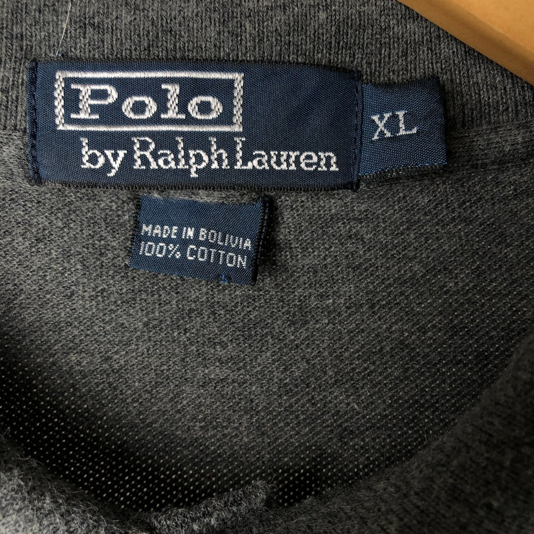 Ralph Lauren POLO by Ralph Lauren long sleeve polo shirt, men's XL size cotton gray type Vintage Second Hand