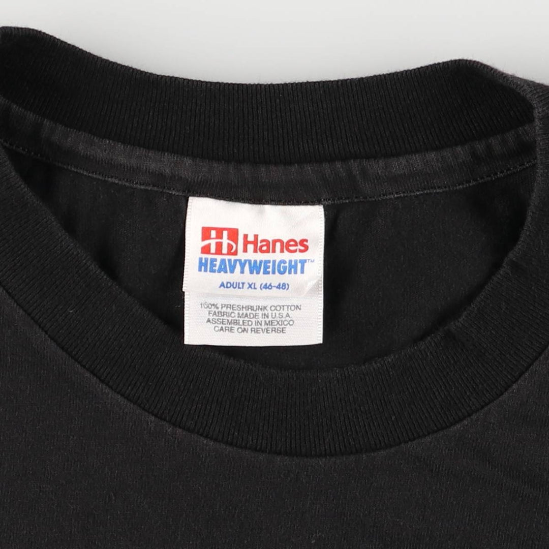 90'S Hanes Heavyweight Printed T-shirt Made in USA Men's XL Vintage cotton black type Vintage Second Hand
