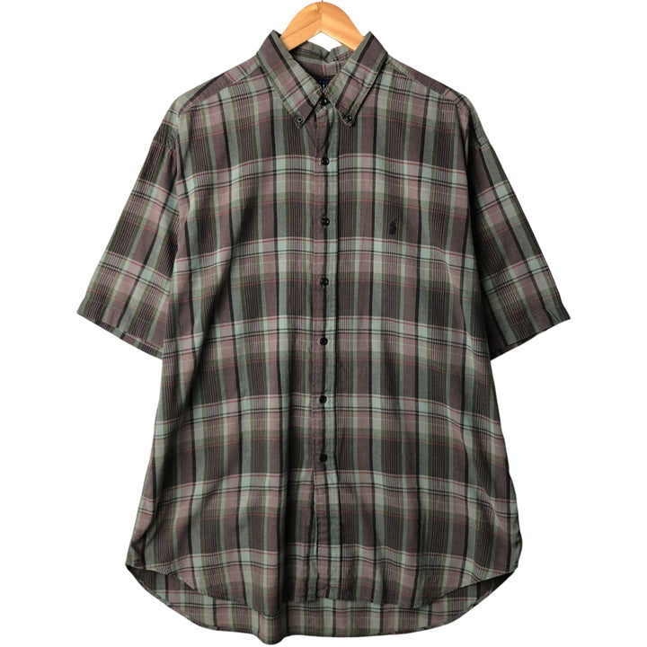 Ralph Lauren BLAKE short sleeve button down check shirt men's XL size cotton purple type Vintage Second Hand