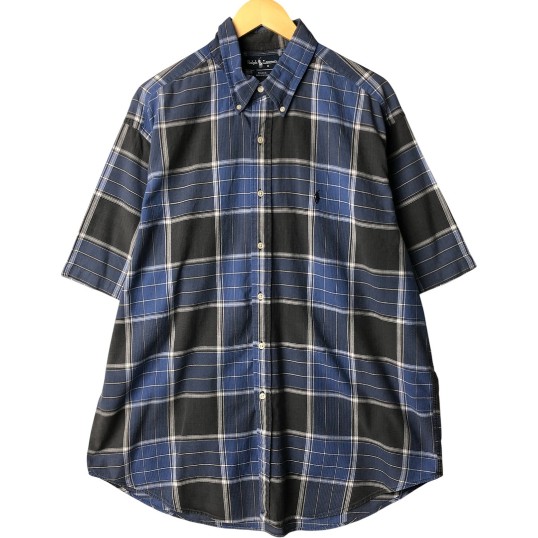 Ralph Lauren BLAKE short sleeve button down check shirt men's XL size cotton blue type Vintage Second Hand
