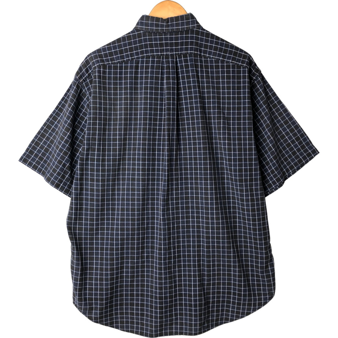 Ralph Lauren BLAIRE short sleeve button down check shirt, men's size L cotton blue type Vintage Second Hand