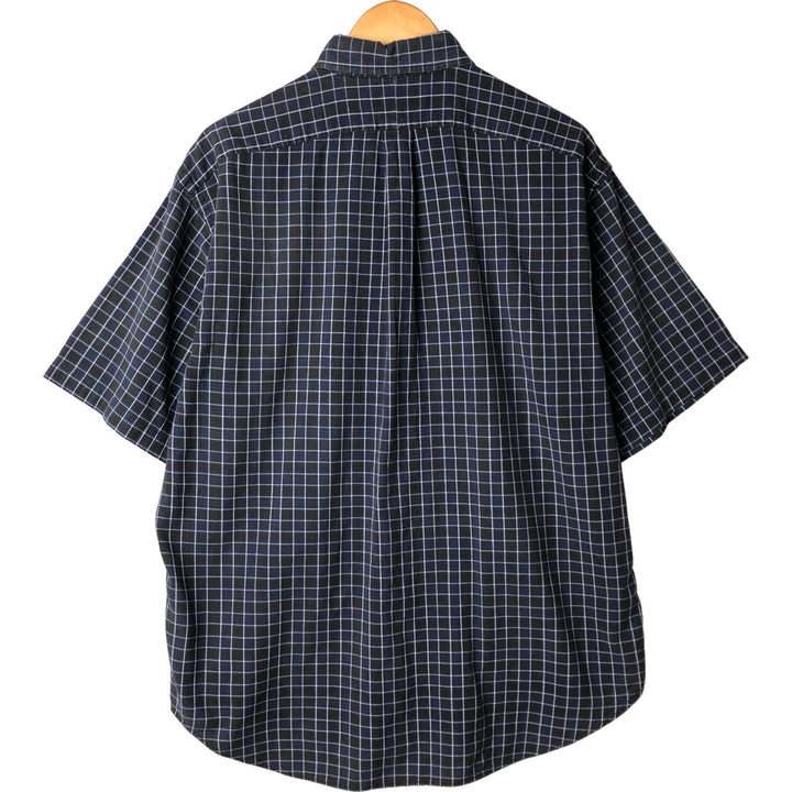 Ralph Lauren BLAIRE short sleeve button down check shirt, men's size L cotton blue type Vintage Second Hand