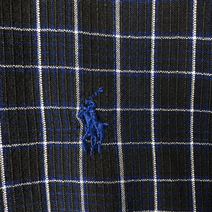 Ralph Lauren BLAIRE short sleeve button down check shirt, men's size L cotton blue type Vintage Second Hand