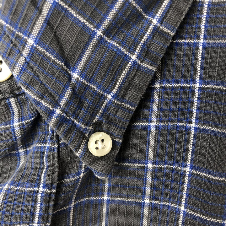 Ralph Lauren BLAIRE short sleeve button down check shirt, men's size L cotton blue type Vintage Second Hand