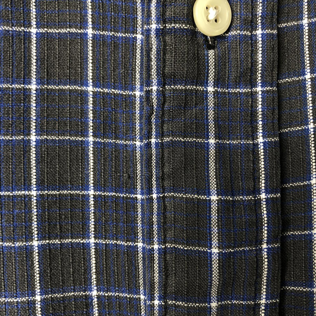 Ralph Lauren BLAIRE short sleeve button down check shirt, men's size L cotton blue type Vintage Second Hand