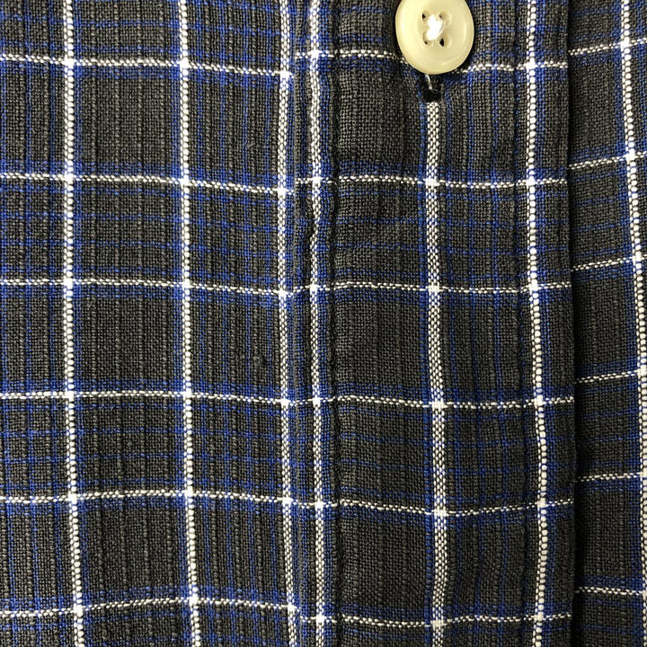 Ralph Lauren BLAIRE short sleeve button down check shirt, men's size L cotton blue type Vintage Second Hand