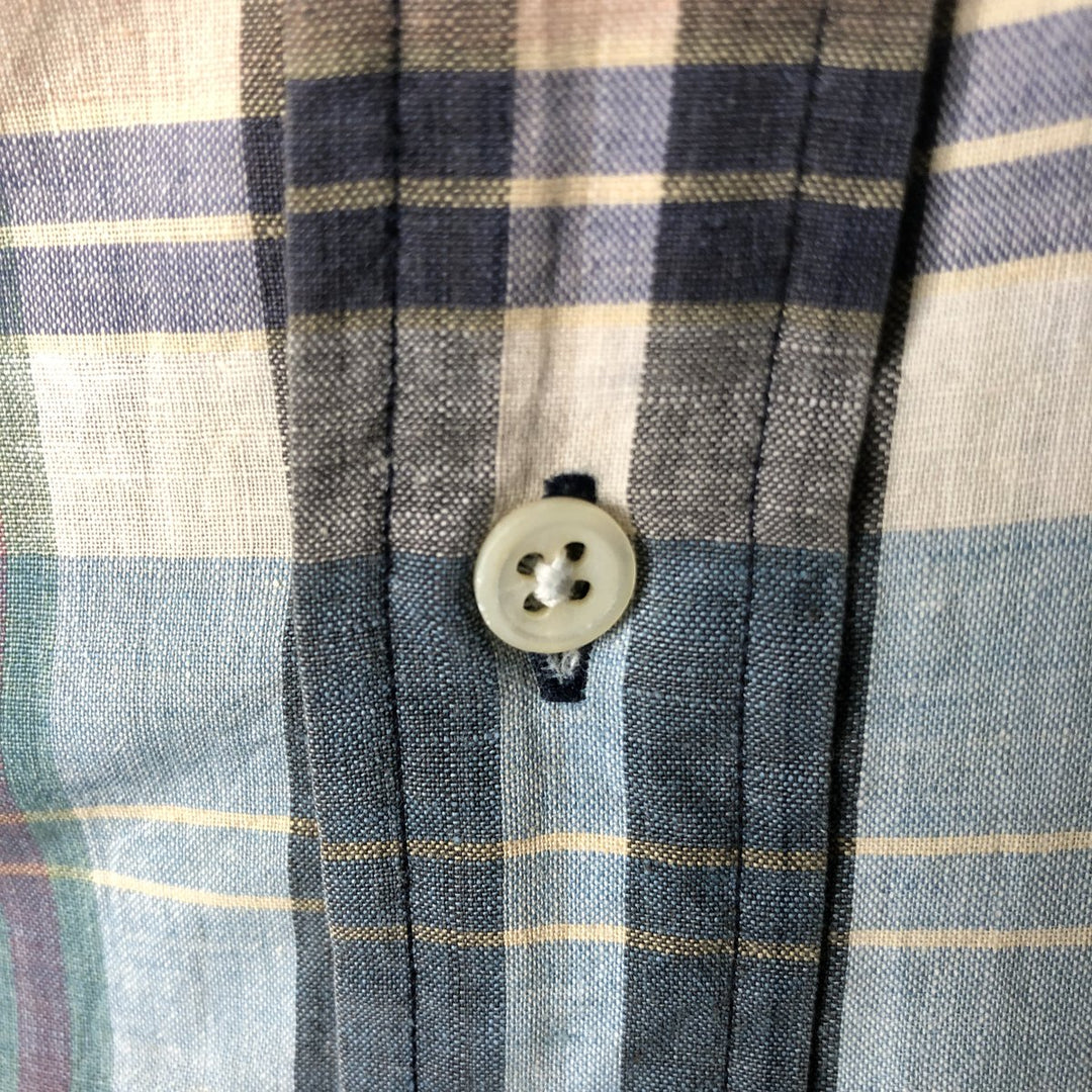 Ralph Lauren short sleeve button down check shirt, men's XL size cotton Blue type light blue Vintage Second Hand