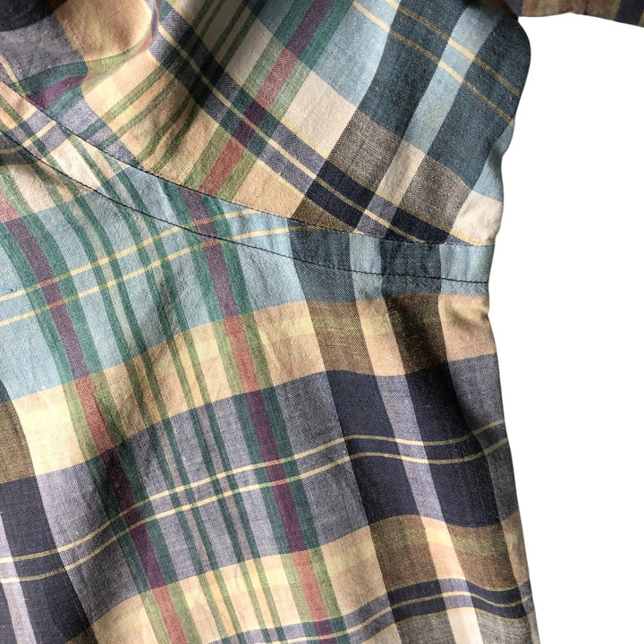 Ralph Lauren short sleeve button down check shirt, men's XL size cotton Blue type light blue Vintage Second Hand