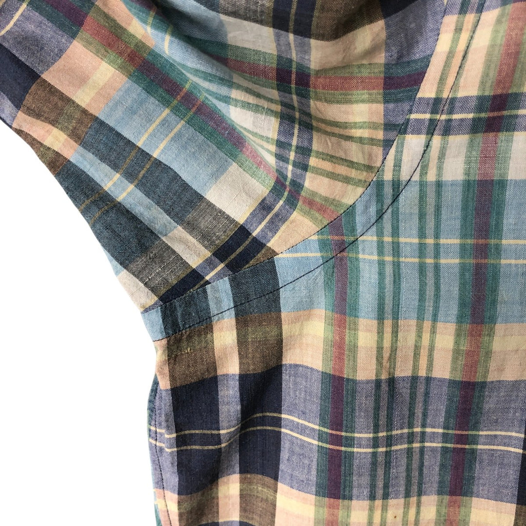 Ralph Lauren short sleeve button down check shirt, men's XL size cotton Blue type light blue Vintage Second Hand