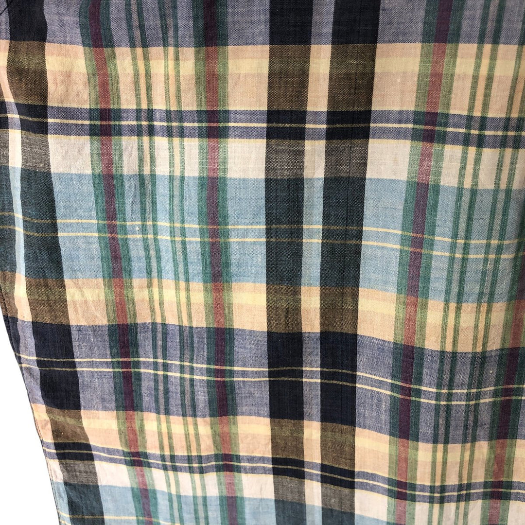 Ralph Lauren short sleeve button down check shirt, men's XL size cotton Blue type light blue Vintage Second Hand