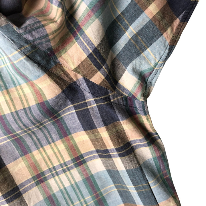 Ralph Lauren short sleeve button down check shirt, men's XL size cotton Blue type light blue Vintage Second Hand