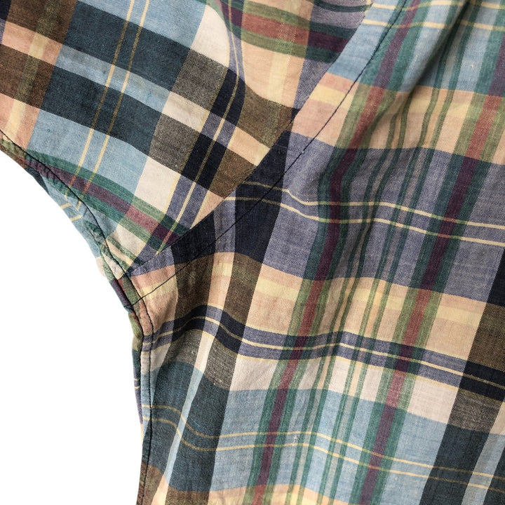 Ralph Lauren short sleeve button down check shirt, men's XL size cotton Blue type light blue Vintage Second Hand