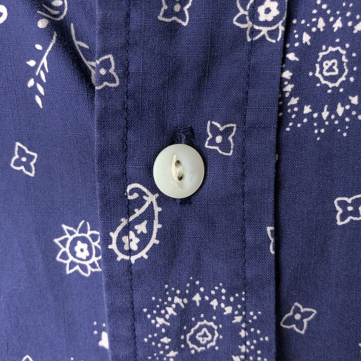 Ralph Lauren Custom Fit Paisley Pattern Short Sleeve Button-Down Shirt, Men's Size XL cotton navy blue type Vintage Second Hand