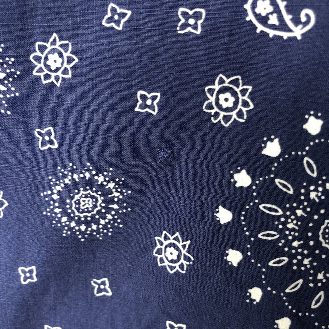 Ralph Lauren Custom Fit Paisley Pattern Short Sleeve Button-Down Shirt, Men's Size XL cotton navy blue type Vintage Second Hand