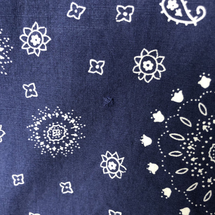 Ralph Lauren Custom Fit Paisley Pattern Short Sleeve Button-Down Shirt, Men's Size XL cotton navy blue type Vintage Second Hand