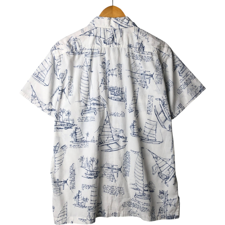 90'S Ralph Lauren POLO SPORT Polo Sport all-over print short-sleeve cotton shirt, men's size M, vintage cotton white type Vintage Second Hand