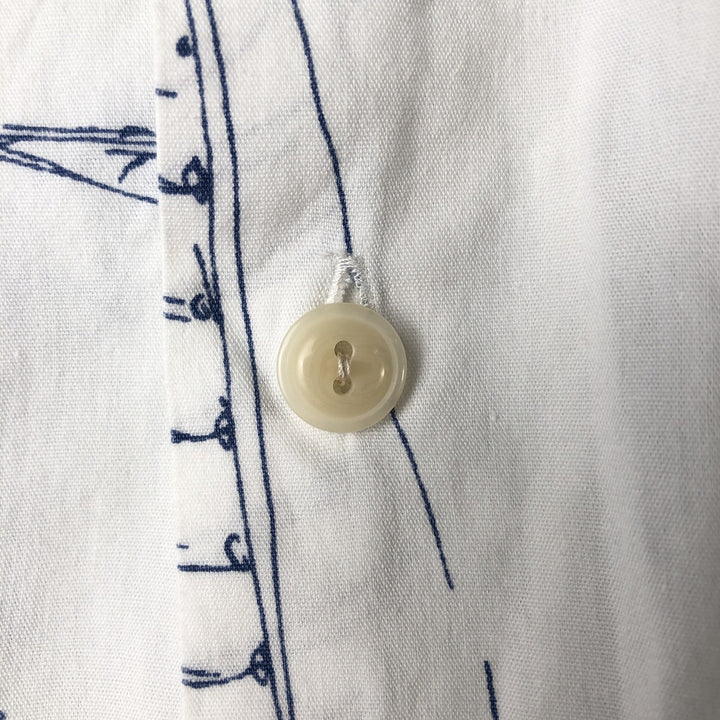 90'S Ralph Lauren POLO SPORT Polo Sport all-over print short-sleeve cotton shirt, men's size M, vintage cotton white type Vintage Second Hand