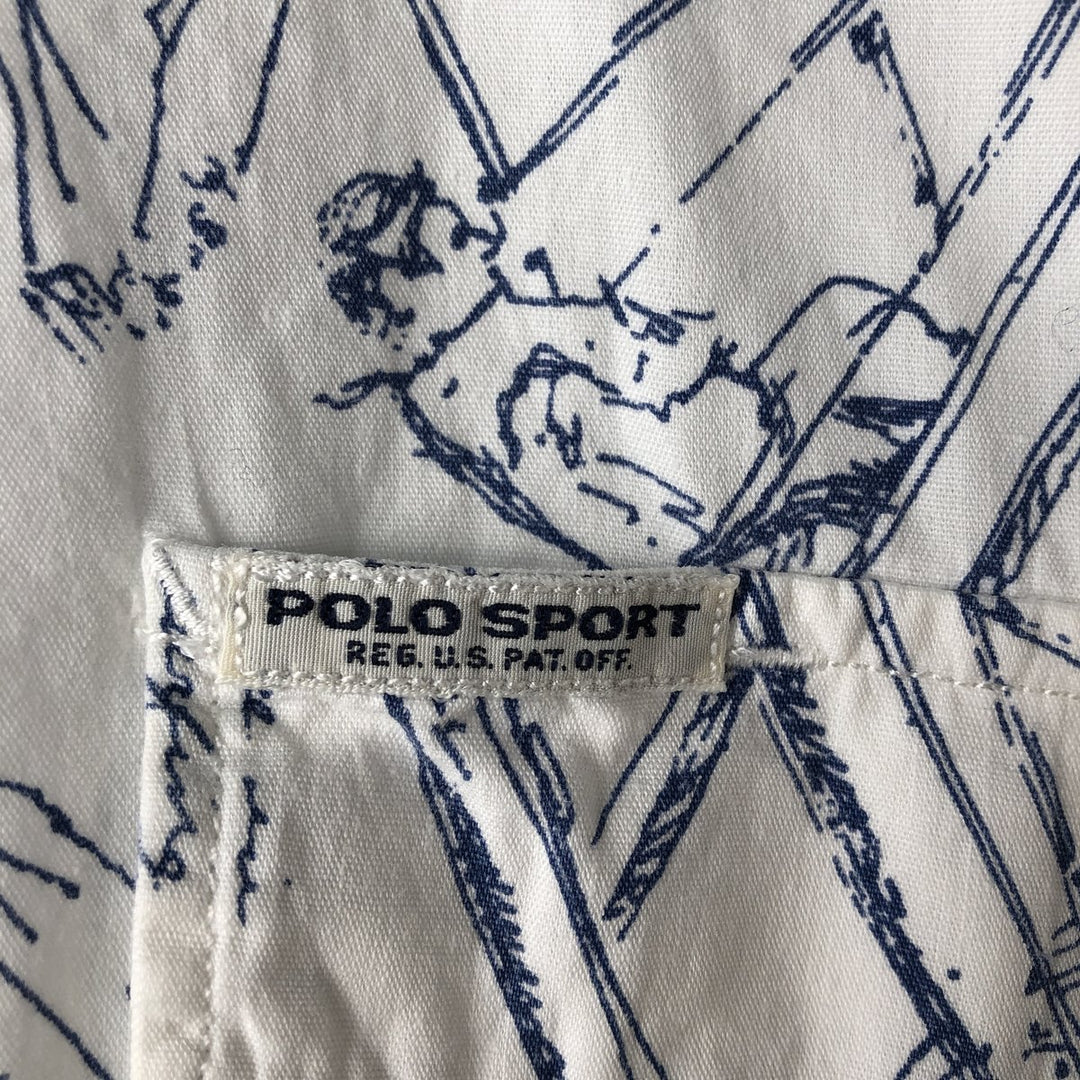 90'S Ralph Lauren POLO SPORT Polo Sport all-over print short-sleeve cotton shirt, men's size M, vintage cotton white type Vintage Second Hand
