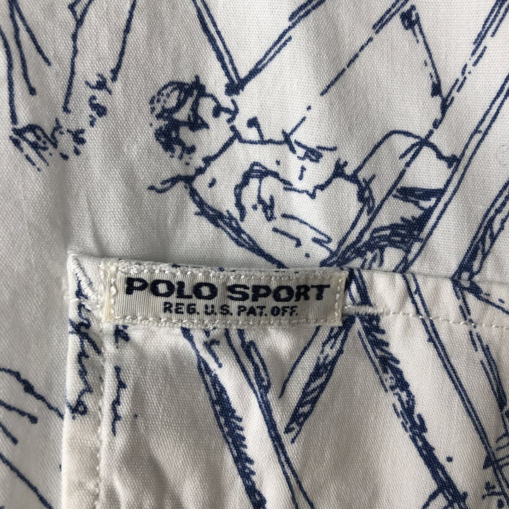 90'S Ralph Lauren POLO SPORT Polo Sport all-over print short-sleeve cotton shirt, men's size M, vintage cotton white type Vintage Second Hand