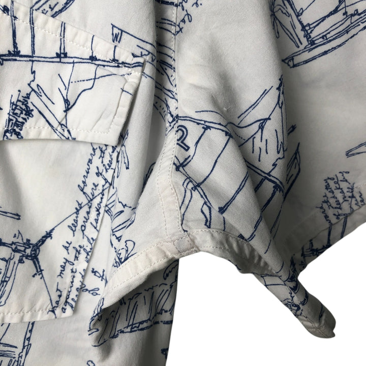 90'S Ralph Lauren POLO SPORT Polo Sport all-over print short-sleeve cotton shirt, men's size M, vintage cotton white type Vintage Second Hand