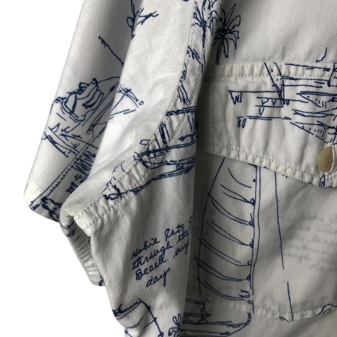 90'S Ralph Lauren POLO SPORT Polo Sport all-over print short-sleeve cotton shirt, men's size M, vintage cotton white type Vintage Second Hand