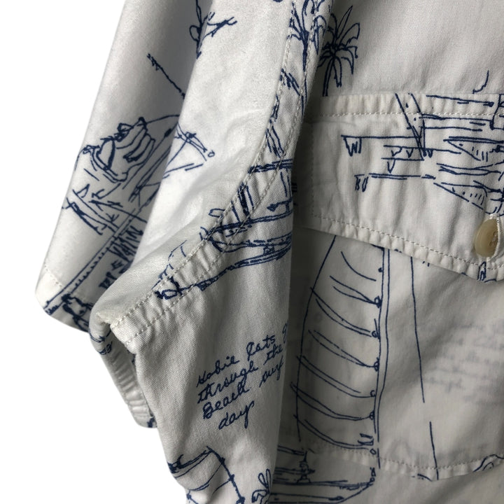 90'S Ralph Lauren POLO SPORT Polo Sport all-over print short-sleeve cotton shirt, men's size M, vintage cotton white type Vintage Second Hand