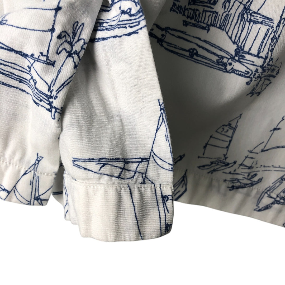 90'S Ralph Lauren POLO SPORT Polo Sport all-over print short-sleeve cotton shirt, men's size M, vintage cotton white type Vintage Second Hand