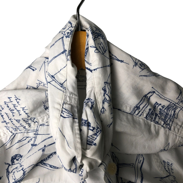 90'S Ralph Lauren POLO SPORT Polo Sport all-over print short-sleeve cotton shirt, men's size M, vintage cotton white type Vintage Second Hand