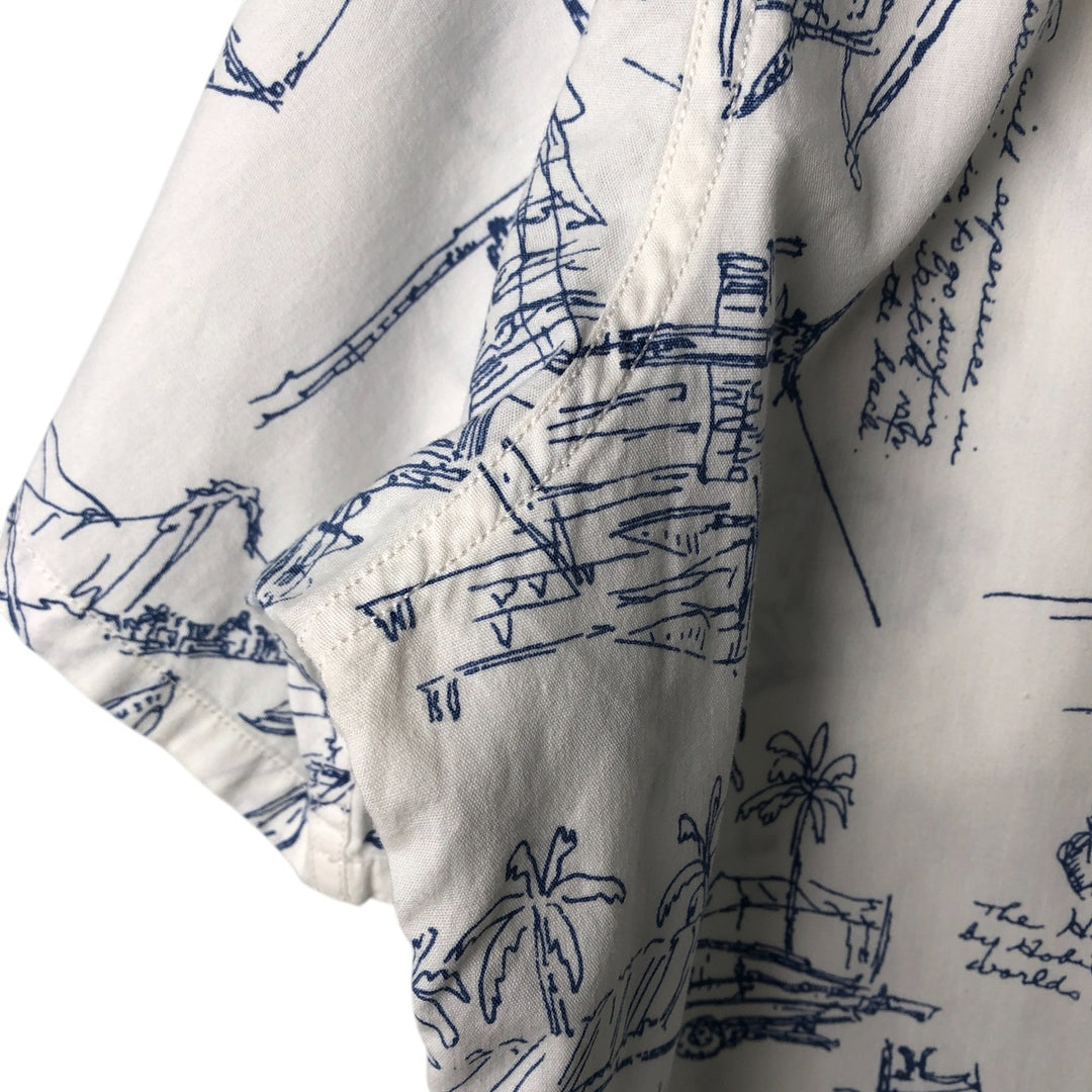 90'S Ralph Lauren POLO SPORT Polo Sport all-over print short-sleeve cotton shirt, men's size M, vintage cotton white type Vintage Second Hand