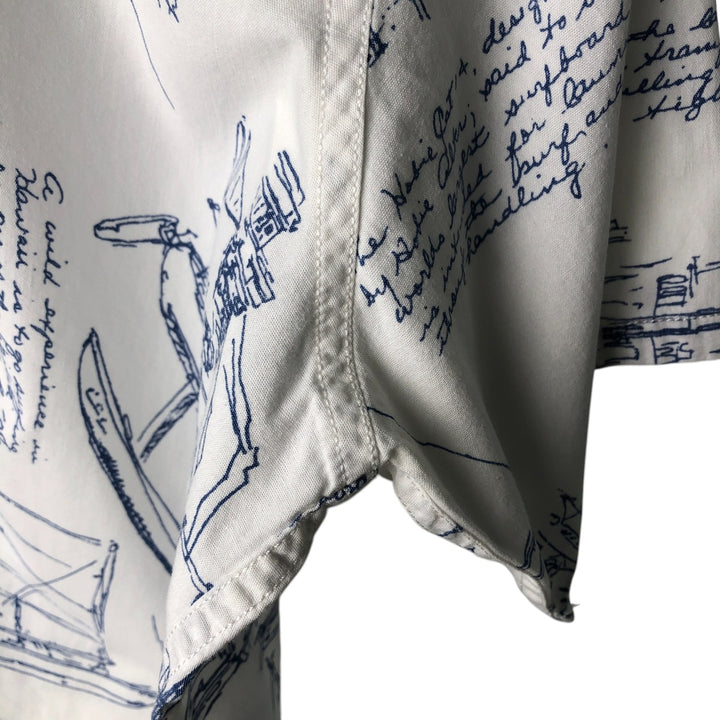 90'S Ralph Lauren POLO SPORT Polo Sport all-over print short-sleeve cotton shirt, men's size M, vintage cotton white type Vintage Second Hand