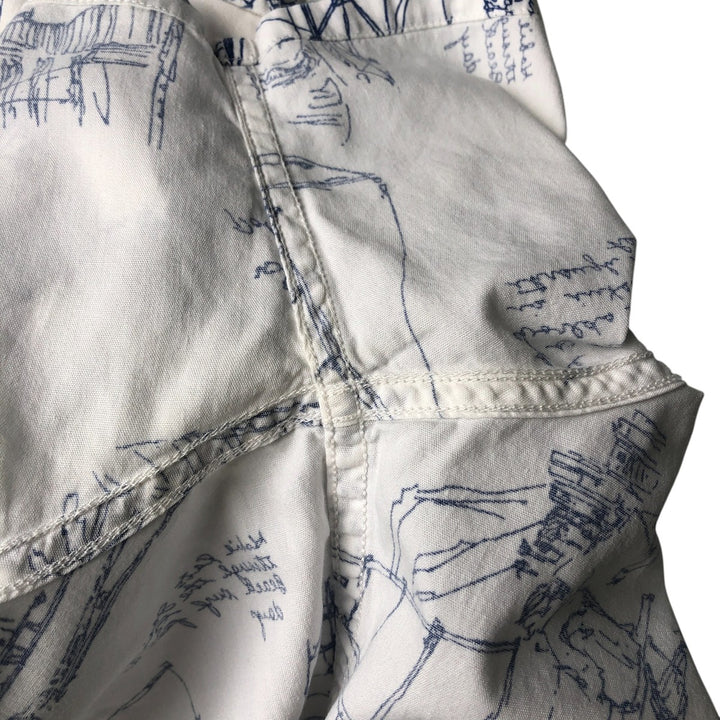 90'S Ralph Lauren POLO SPORT Polo Sport all-over print short-sleeve cotton shirt, men's size M, vintage cotton white type Vintage Second Hand