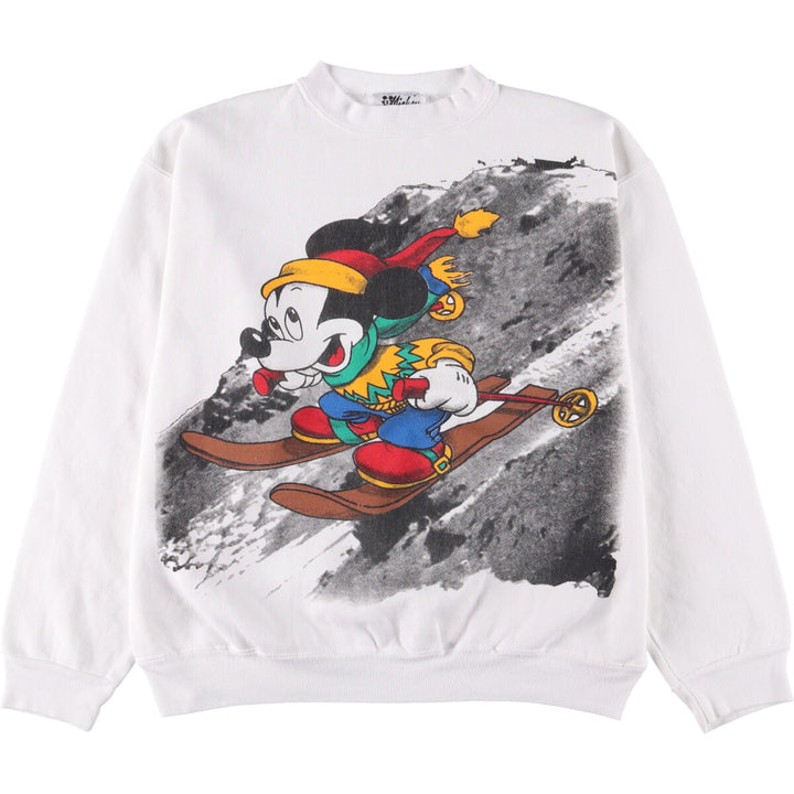 Vintage 90'S Mickey Mouse Jerry Leigh character sweatshirt, size L, men's unclear white type Vintage Second Hand