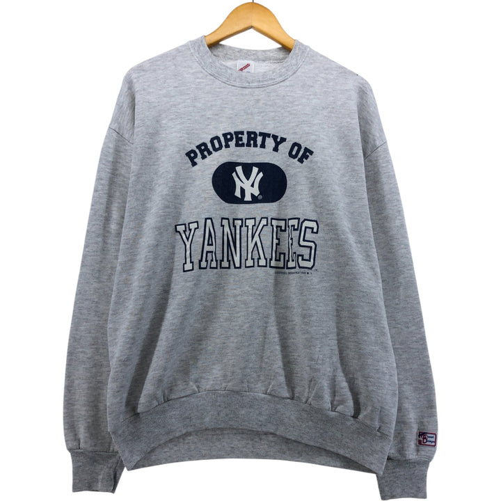 Vintage 90'S MLB New York Yankees Printed Sweatshirt, Made in USA, Men's Size XL cotton gray type Vintage Second Hand