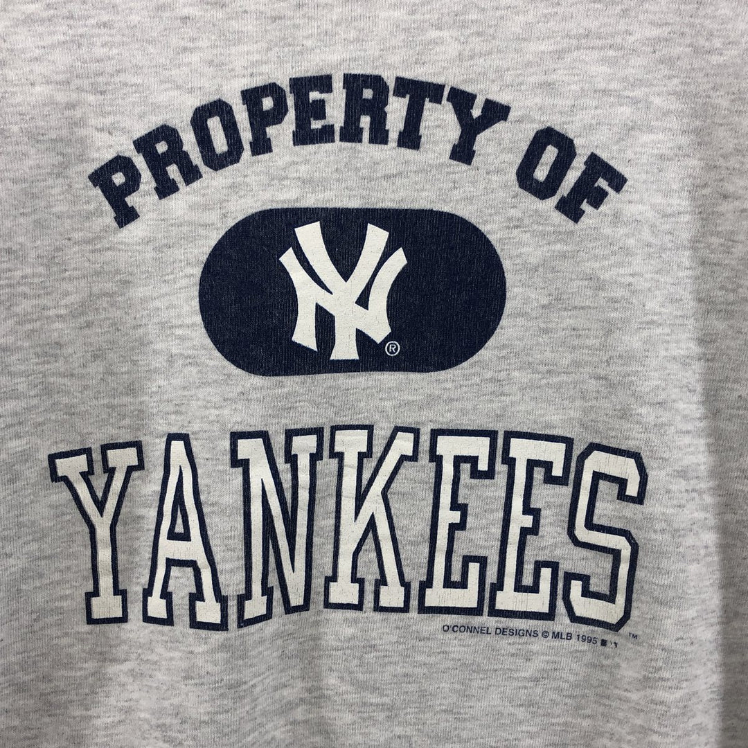 Vintage 90'S MLB New York Yankees Printed Sweatshirt, Made in USA, Men's Size XL cotton gray type Vintage Second Hand
