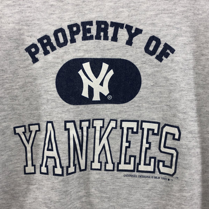 Vintage 90'S MLB New York Yankees Printed Sweatshirt, Made in USA, Men's Size XL cotton gray type Vintage Second Hand