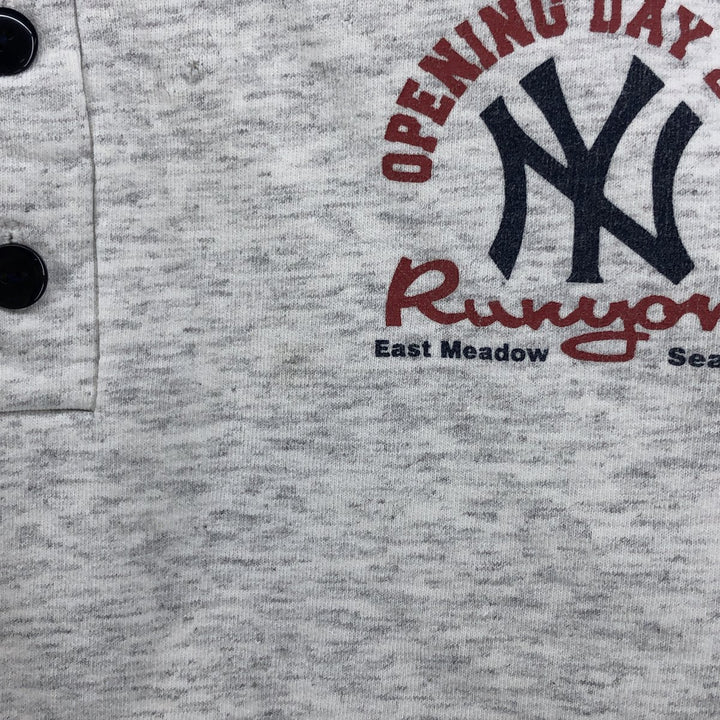 2000'S MLB New York Yankees Henley Neck Logo Sweatshirt, Men's Size L unclear gray type Vintage Second Hand
