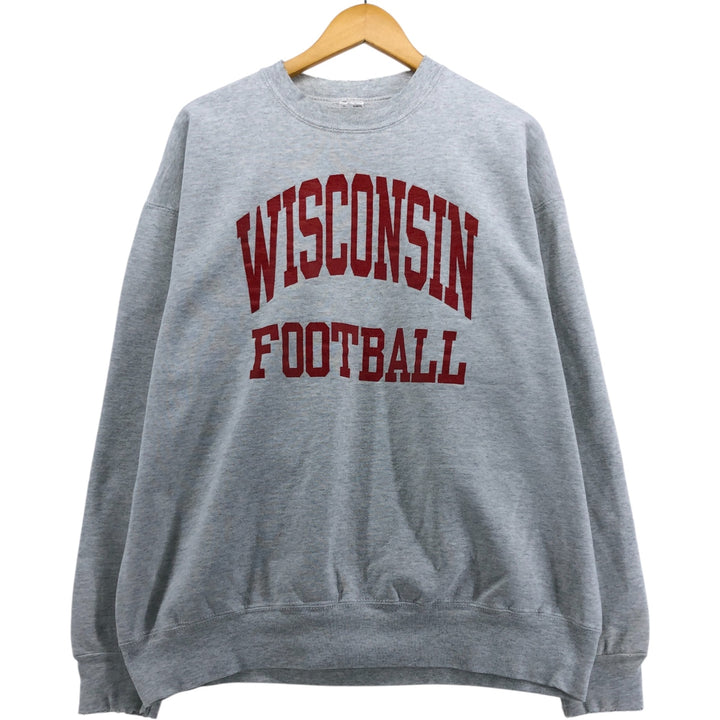 90'S Fruit of the Loom SUPERCOTTON University of Wisconsin College Sweatshirt, Made in USA, Men's Size XL cotton gray type Vintage Second Hand