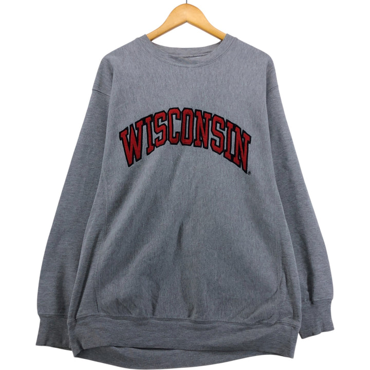 90'S STEEVE and BARRY'S WISCONSIN University of Wisconsin College Sweatshirt, Men's Size L cotton gray type Vintage Second Hand