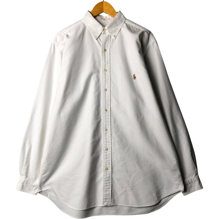Ralph Lauren long sleeve button down shirt, men's size L cotton white type Vintage Second Hand