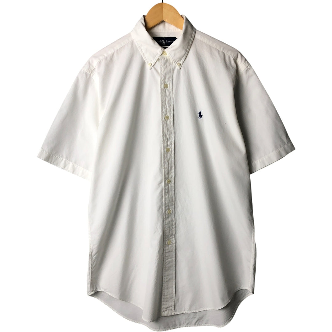 Ralph Lauren Classic Fit short sleeve button down shirt, men's size M cotton pale white type Vintage Second Hand