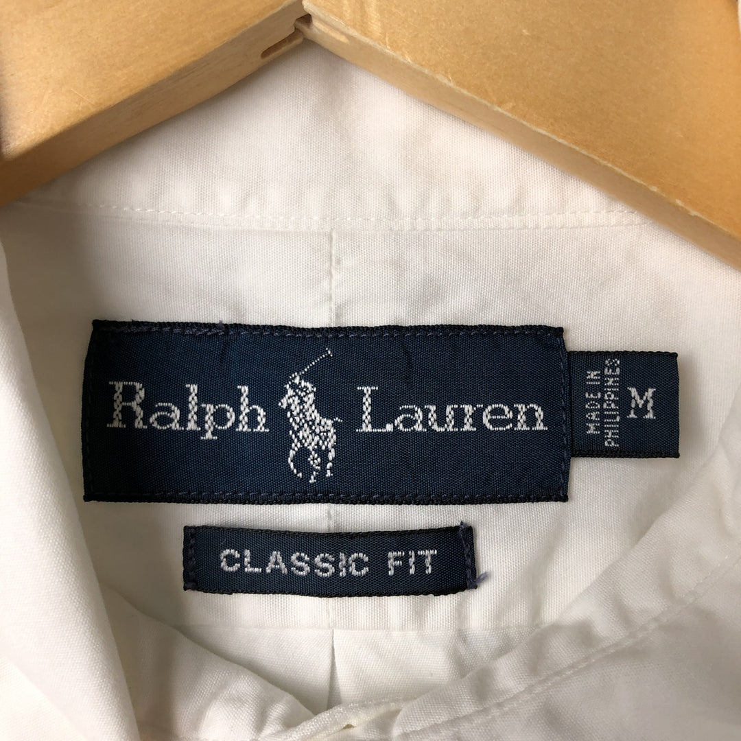Ralph Lauren Classic Fit short sleeve button down shirt, men's size M cotton pale white type Vintage Second Hand