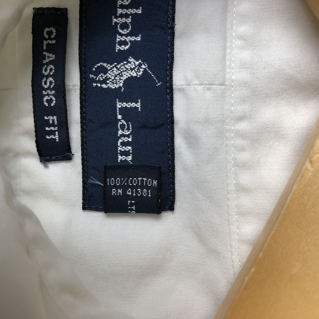 Ralph Lauren Classic Fit short sleeve button down shirt, men's size M cotton pale white type Vintage Second Hand