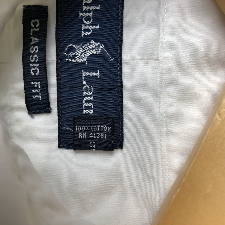 Ralph Lauren Classic Fit short sleeve button down shirt, men's size M cotton pale white type Vintage Second Hand