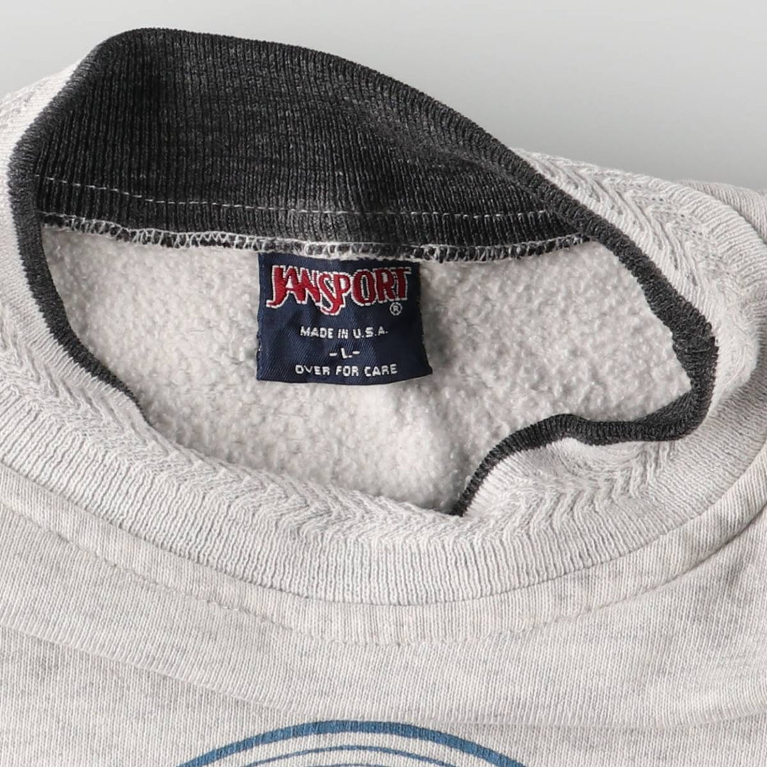 Vintage 90'S Jansport mock neck college sweatshirt, made in the USA, size L, men's. polyester gray type Vintage Second Hand