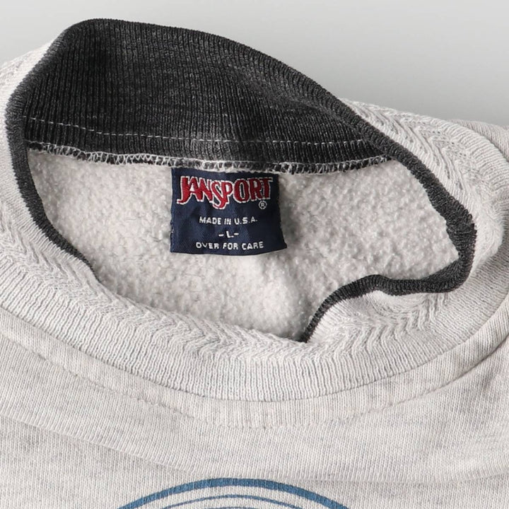 Vintage 90'S Jansport mock neck college sweatshirt, made in the USA, size L, men's. polyester gray type Vintage Second Hand