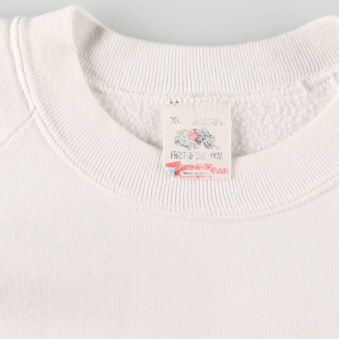 Vintage 1980'S Fruit of the Loom college sweatshirt, made in the USA, size XL, men's unclear white type Vintage Second Hand
