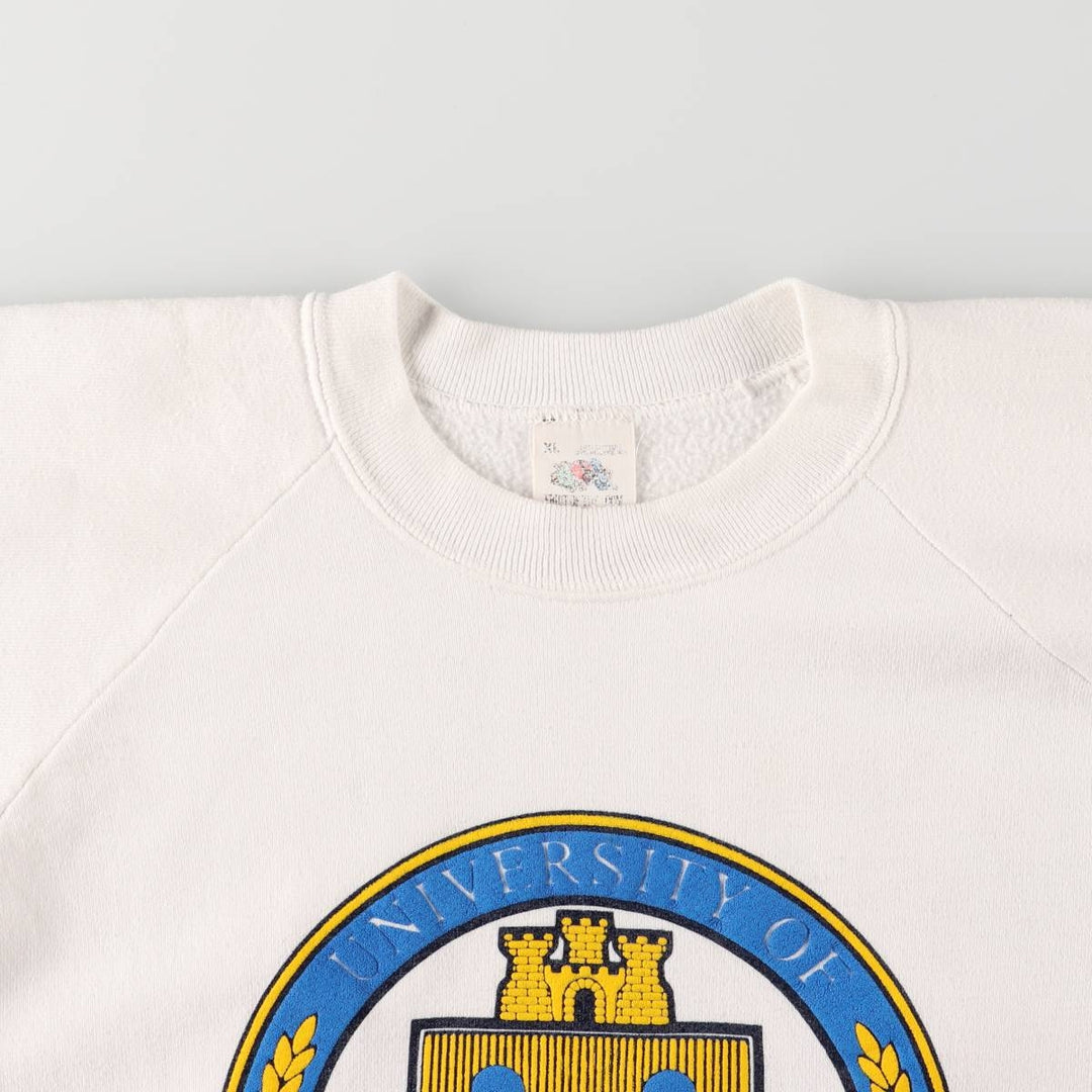 Vintage 1980'S Fruit of the Loom college sweatshirt, made in the USA, size XL, men's unclear white type Vintage Second Hand