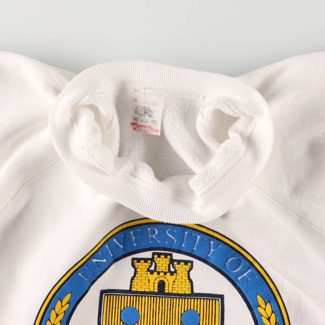 Vintage 1980'S Fruit of the Loom college sweatshirt, made in the USA, size XL, men's unclear white type Vintage Second Hand