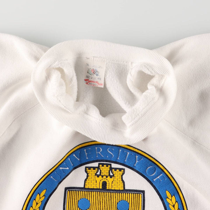 Vintage 1980'S Fruit of the Loom college sweatshirt, made in the USA, size XL, men's unclear white type Vintage Second Hand