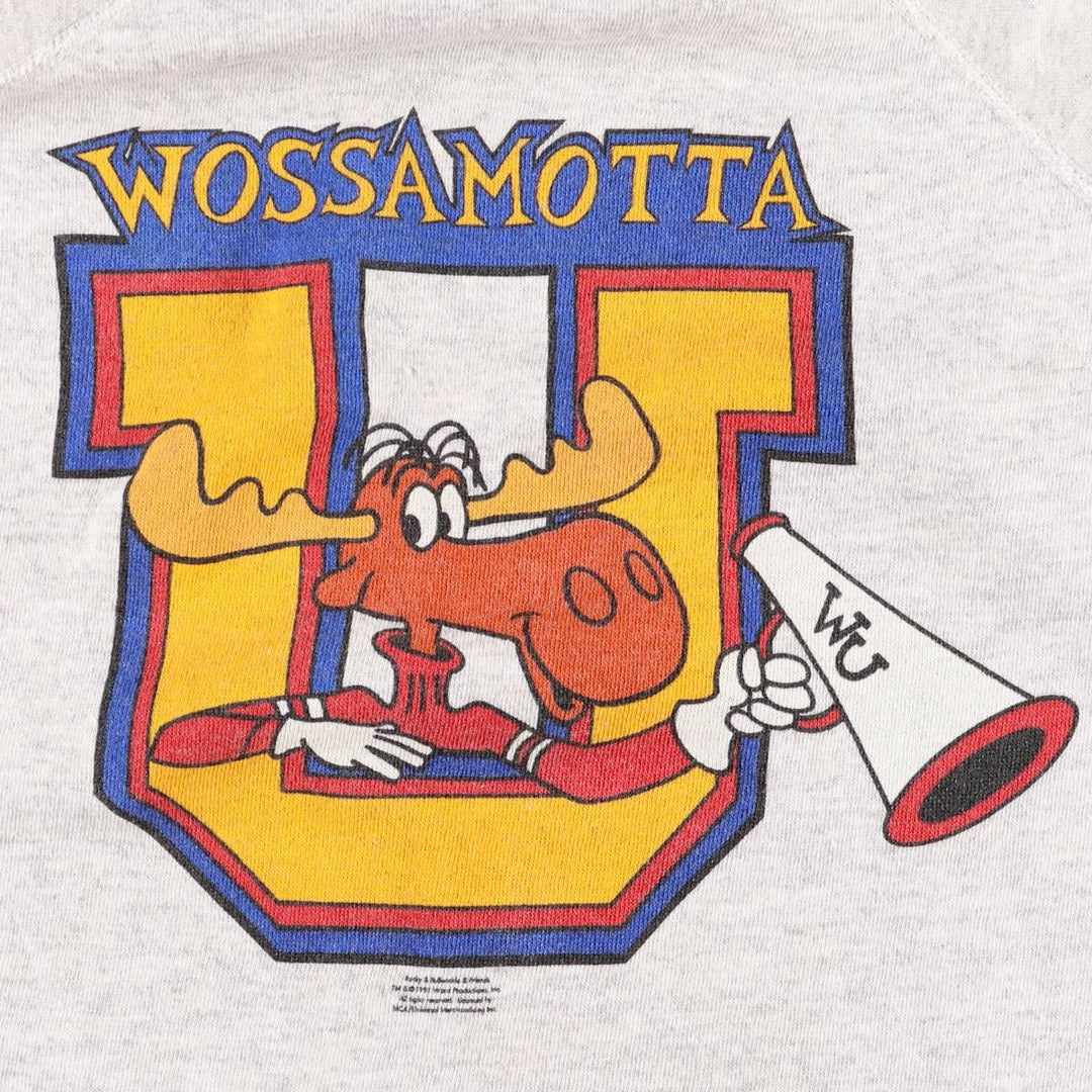 Vintage 90'S Hanes Rocky & Bullwinkle Character Sweatshirt, Men's Size L cotton gray type Vintage Second Hand
